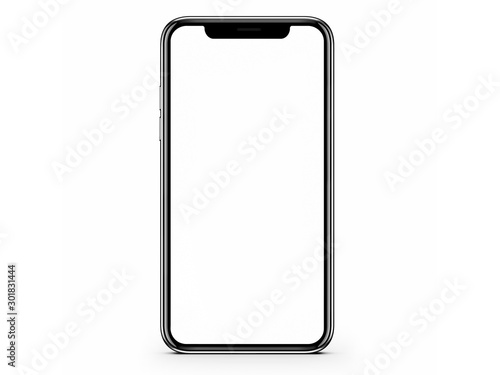 Modern smartphone mockup isolated on white background. 3D illustration photo
