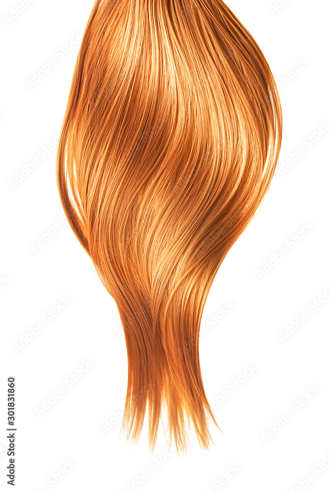 Red shiny hair on white background, isolated Red shiny hair on white background, isolated