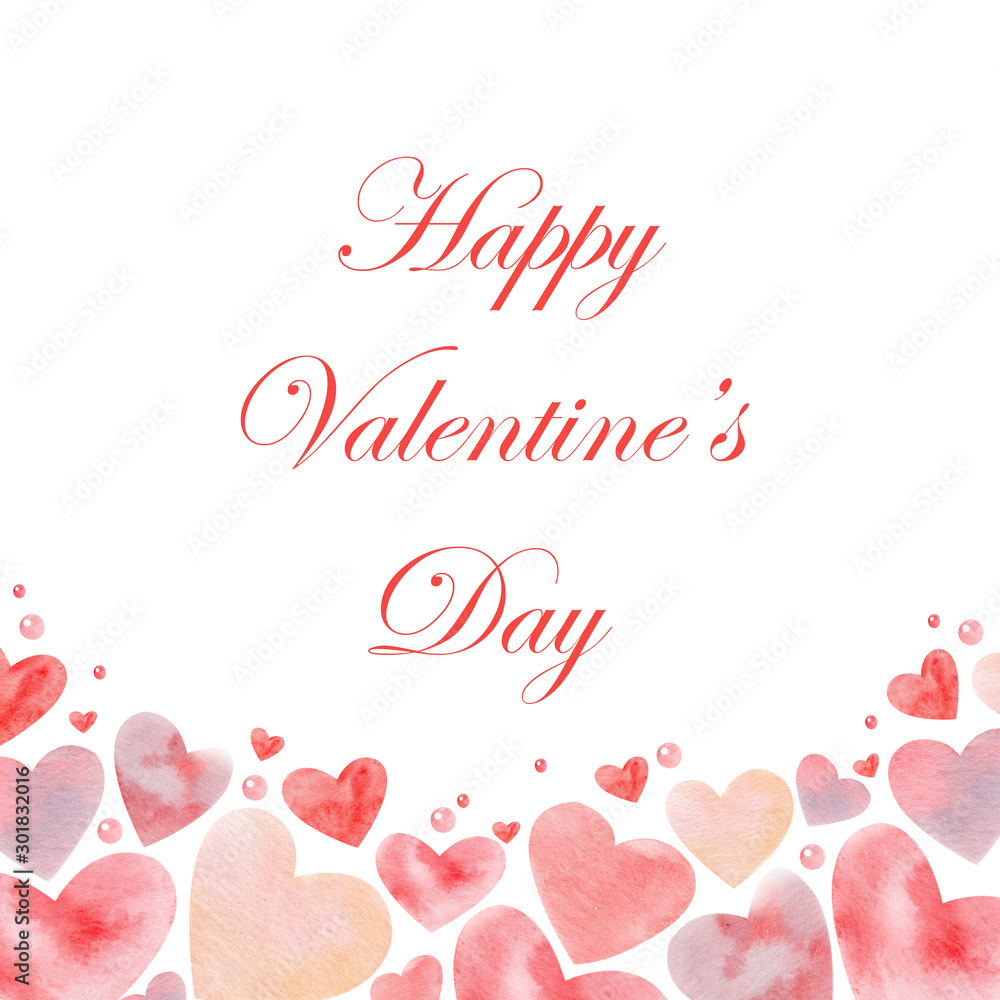 Valentine's day. Template for greeting card. Raster illustration.