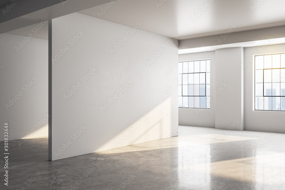 Modern concrete gallery interior Modern concrete gallery interior