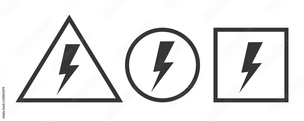 Vector Warning sign with lightning. Vector Warning sign with lightning.