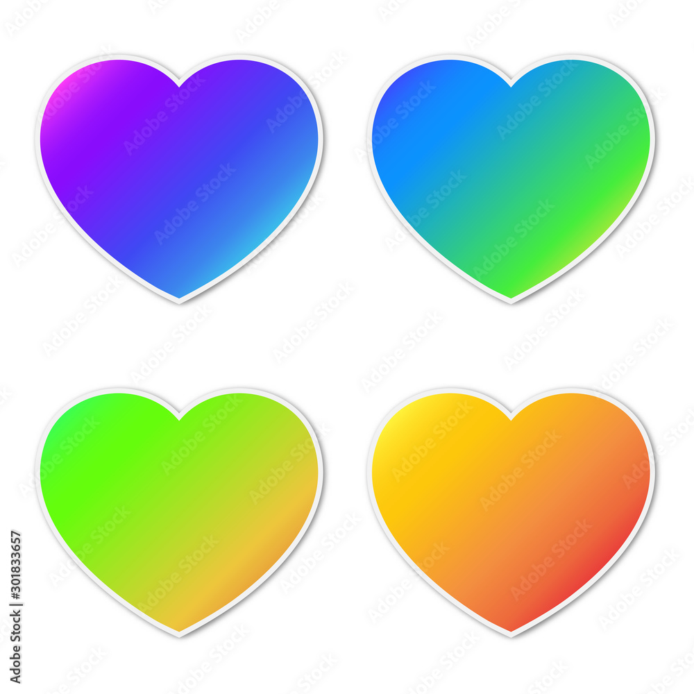 Set of vector Heart icons, isolated.