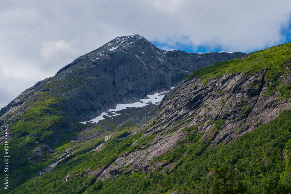 Boyabreen Glacier in Fjaerland area in Sogndal Municipality in Sogn og Fjordane county, Norway. July 2019