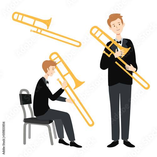 Illustration of isolated musician on white background
