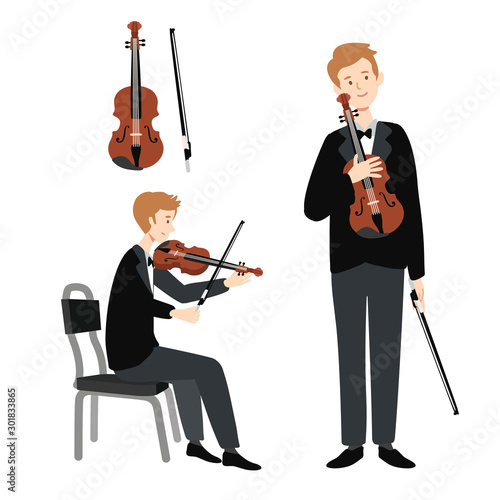 Illustration of isolated musician on white background