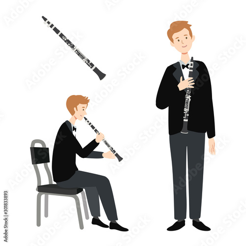 Illustration of isolated musician on white background