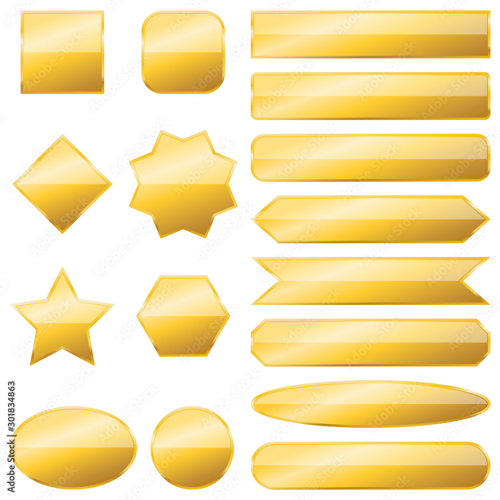 Set of gold banners isolated - vector. Stock Vector | Adobe Stock
