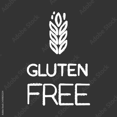 Gluten free chalk icon. Organic food. Healthy bread. Product free ingredient. Nutritious dietary, healthy eating. Celiac prevention. Personal healthcare. Isolated vector chalkboard illustration
