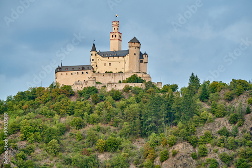 Marksburg castle on Rhine river in Rhineland-Palatinate, Germany. Built in 1117