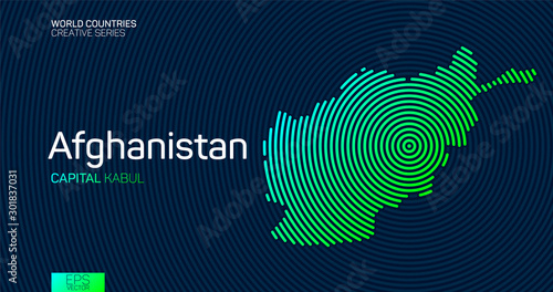 Abstract map of Afghanistan with circle lines
