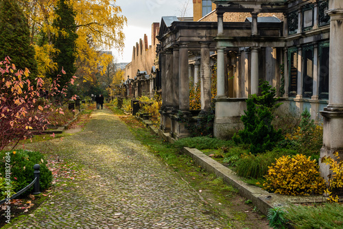 Canvas Print Jewish cemetery in Berlin Weißensee, old Jewish grave monuments, Jewish cemetery