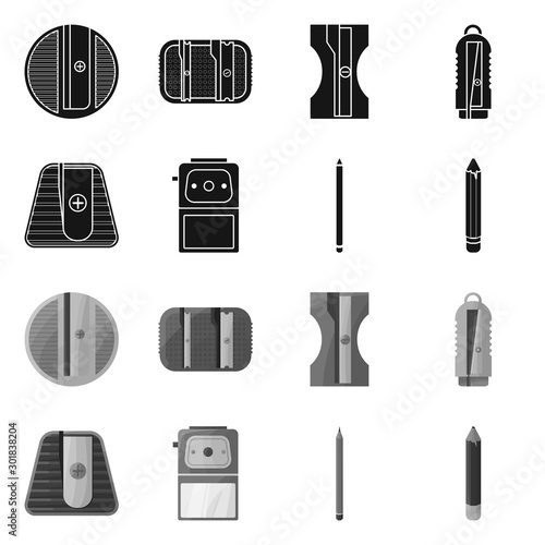 Vector illustration of equipment and accessory logo. Set of equipment and stationery stock symbol for web.