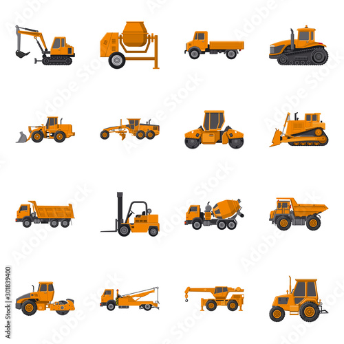 Vector design of build and construction sign. Collection of build and machinery vector icon for stock.