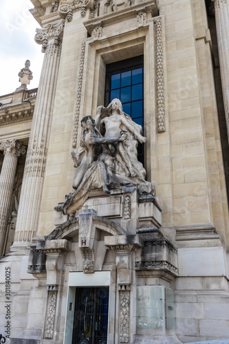 The Artistic Revelation sculpture group by Paul Gasq at the facade of Grand Palais, Paris