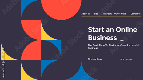 Abstract Vector Colorful Landing Page Template With Geometric Shapes