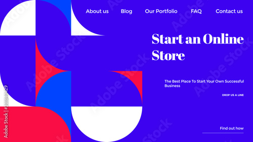 Abstract Vector Colorful Landing Page Template With Geometric Shapes