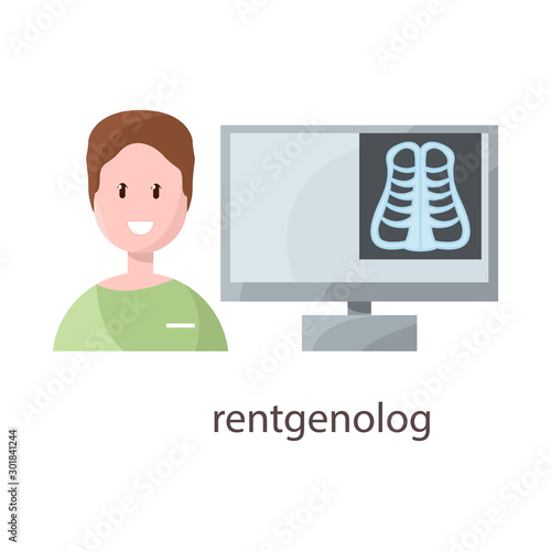 Vector design of roentgenology and physician sign. Set of roentgenology and diagnosis stock vector illustration.