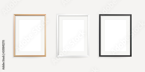 Wall posters realistic frames set. Vector illustration.