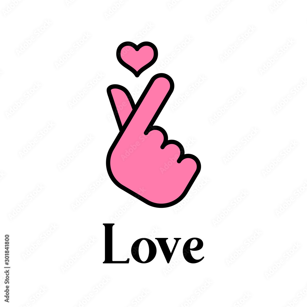 Obraz premium Korea finger heart vector illustration. Korean love sign icon.