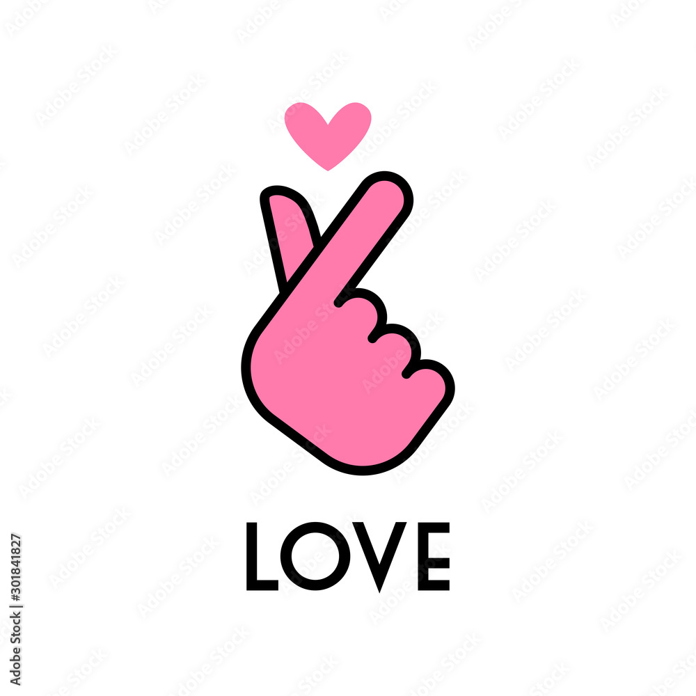 Korea finger heart vector illustration. Korean love sign icon. Korea finger heart vector illustration. Korean love sign icon.
