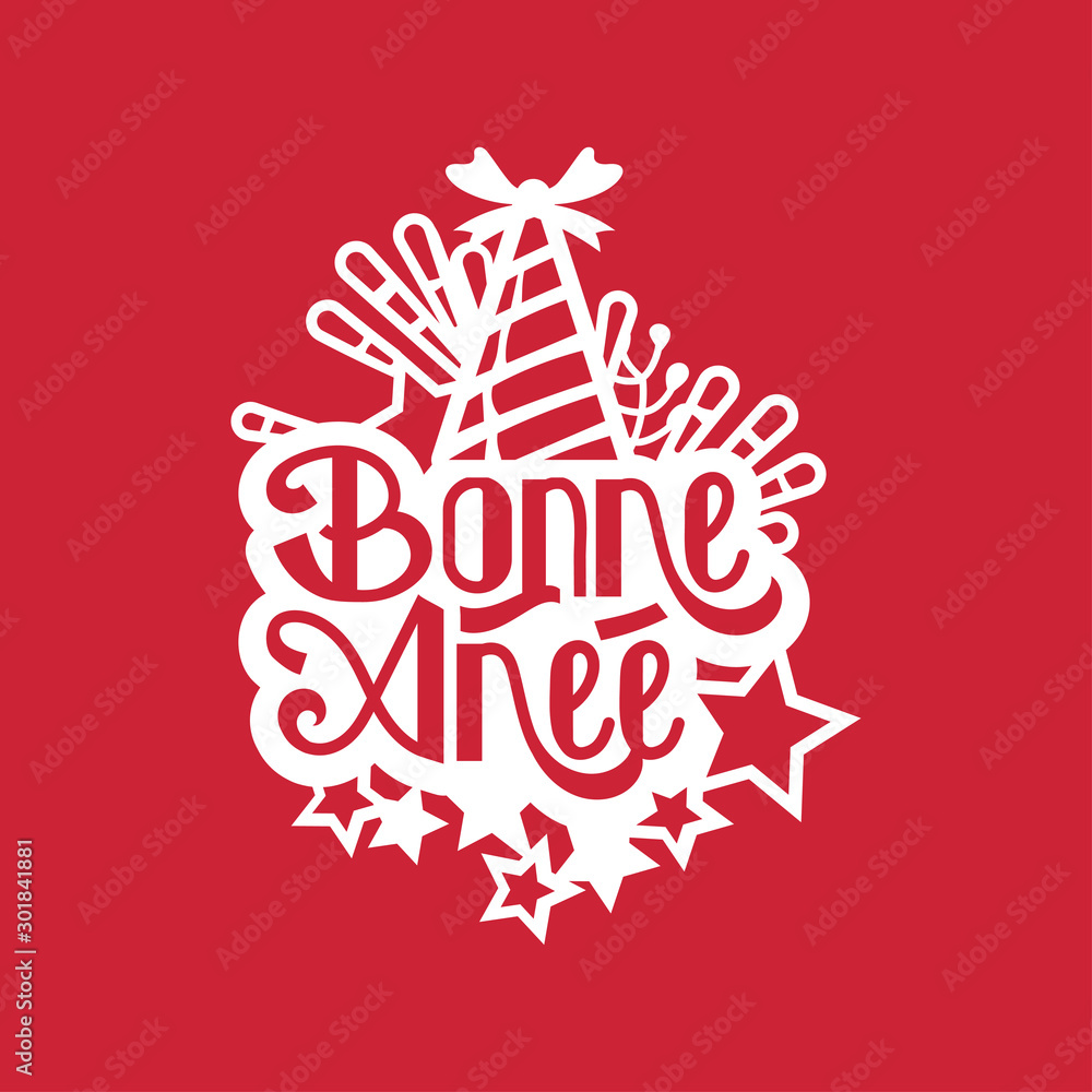 New Year Quote Lettering. Bone Anne means happy New Year . Suitable decoration and cutting file