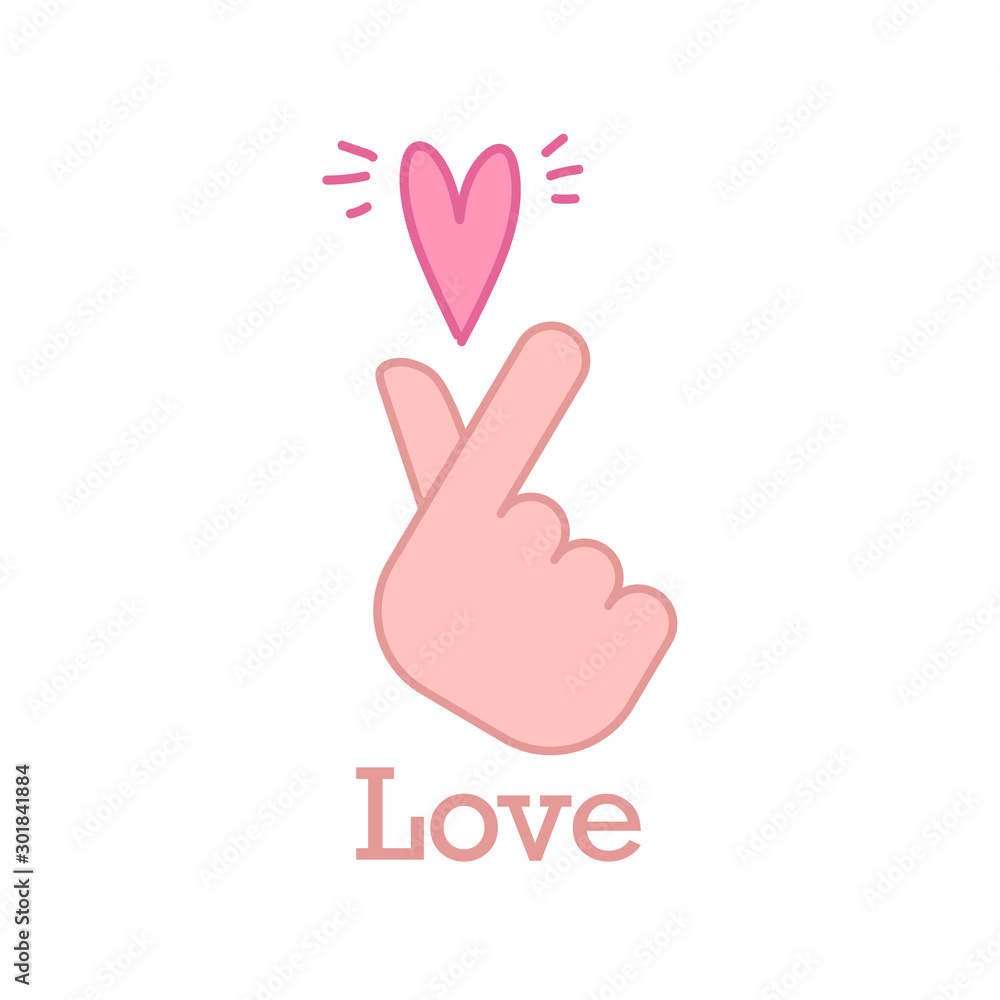 Korea finger heart vector illustration. Korean love sign icon.