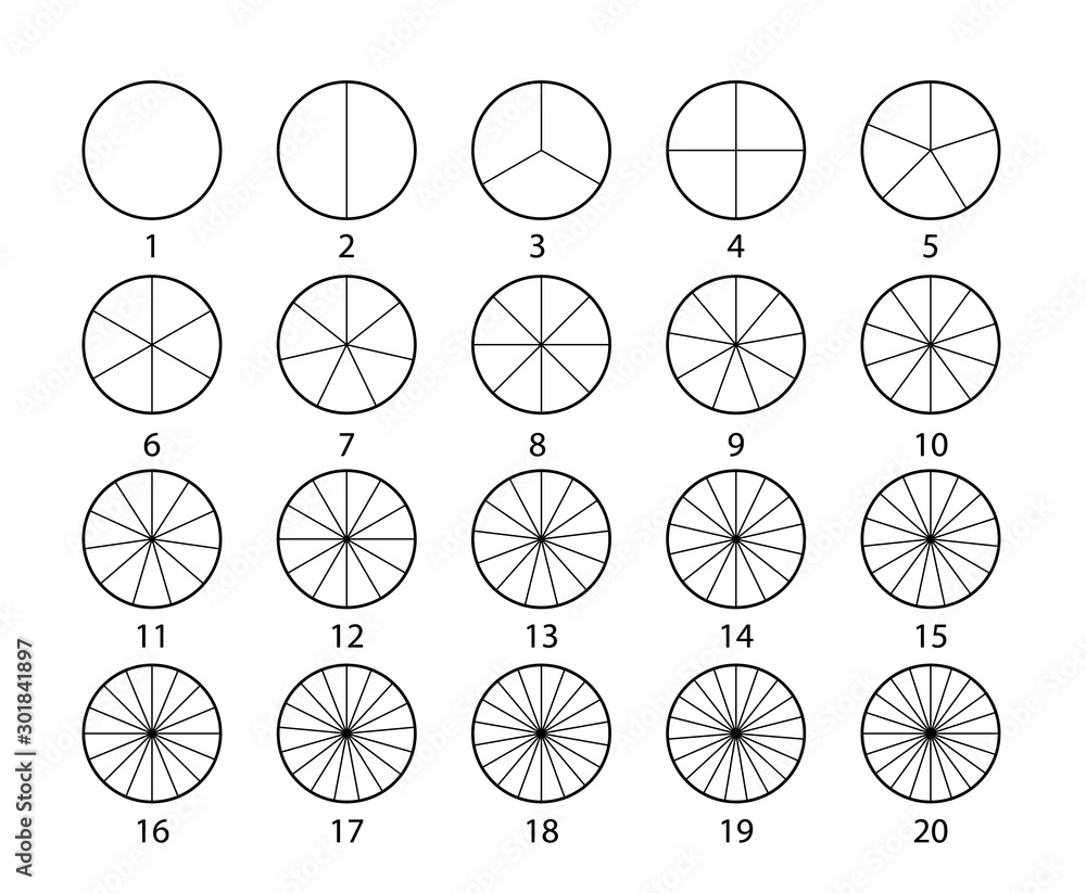 Segmented Circles Set Isolated On A White Background Various Number Of 