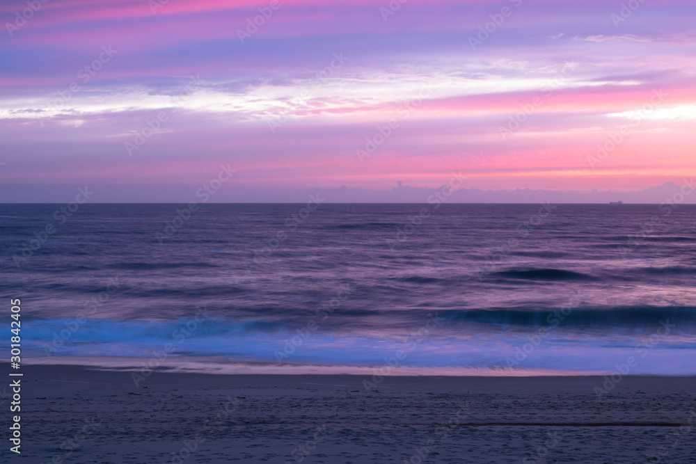 Fototapeta premium Sunset on the beach of Vila do Conde, Portugal