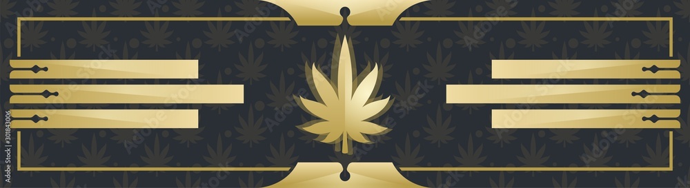 Abstract black banner with marijuana leaf Abstract black banner with marijuana leaf