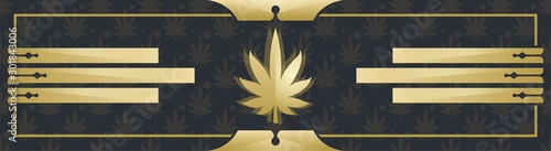 Abstract black banner with marijuana leaf