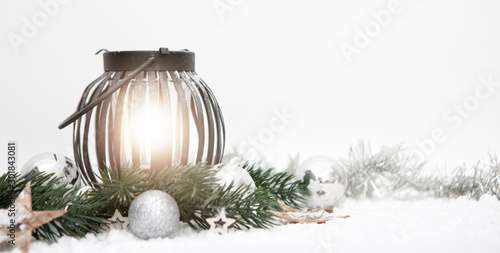 Christmas background with ornament and light atmosphere photo