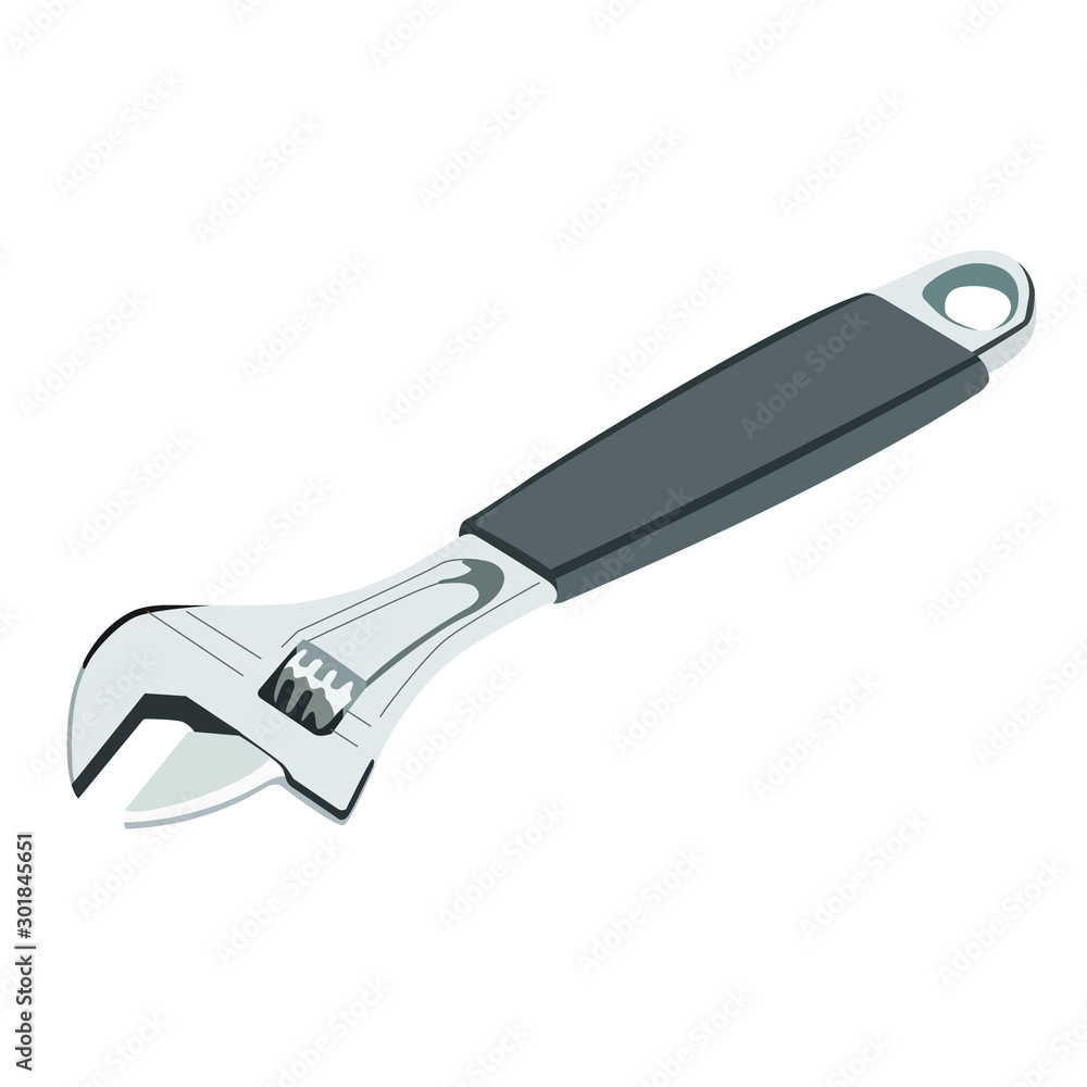 Adjustable spanner realistic vector illustration isolated
