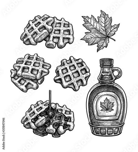 Waffles with maple syrup