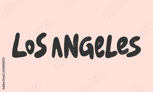 Obraz na płótnie Los Angeles. Sticker for social media content. Vector hand drawn illustration design. w salonie