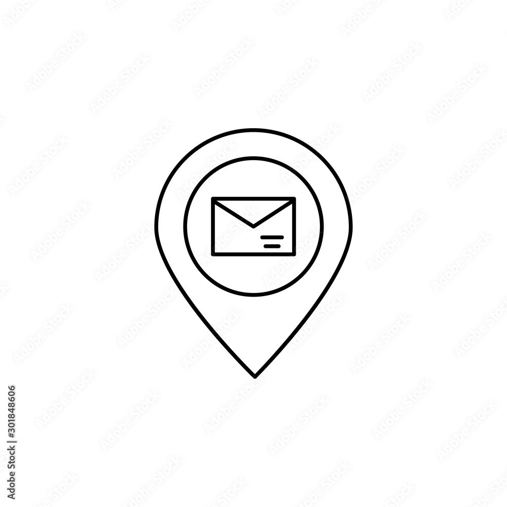 Location, message, email icon. Simple line, outline vector of information transfer icons for ui and ux, website or mobile application Location, message, email icon. Simple line, outline vector of information transfer icons for ui and ux, website or mobile application