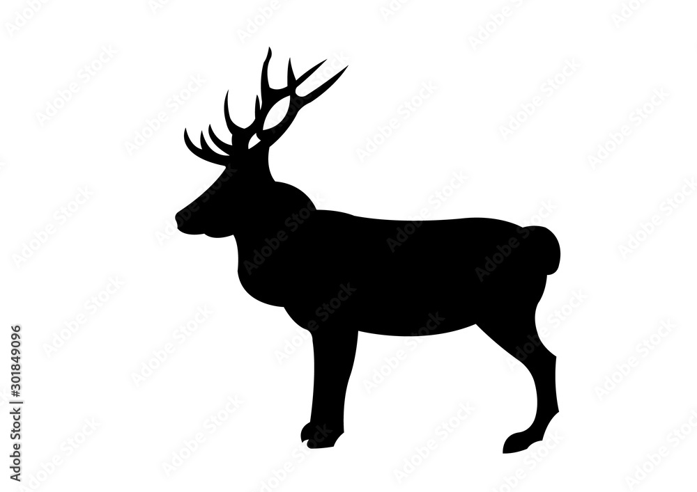 Deer silhouette vector illustration isolated