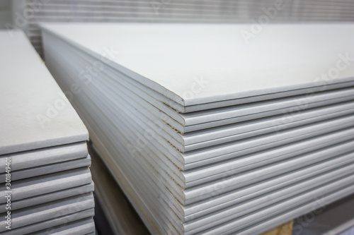 Papier peint Stack of gypsum boards is being prepared for construction