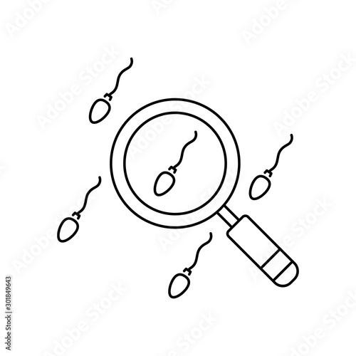 Magnifier search sperm icon. Simple line, outline vector of artificial insemination icons for ui and ux, website or mobile application