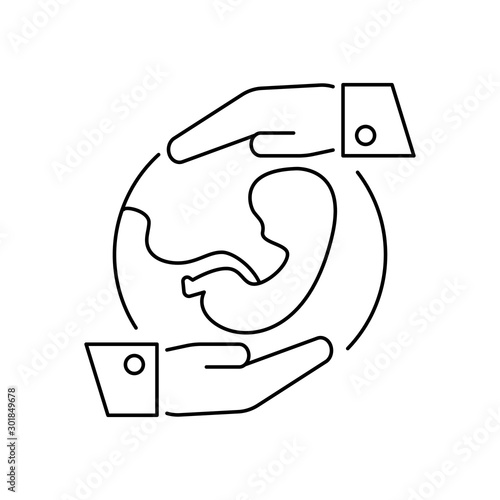 Embryo hand icon. Simple line, outline vector of artificial insemination icons for ui and ux, website or mobile application