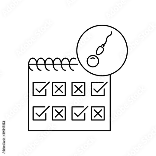 Calendar check cross icon. Simple line, outline vector of artificial insemination icons for ui and ux, website or mobile application