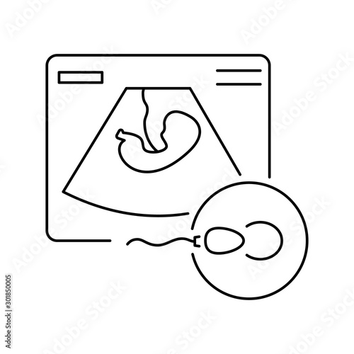 Ultrasound sperm ovum icon. Simple line, outline vector of artificial insemination icons for ui and ux, website or mobile application