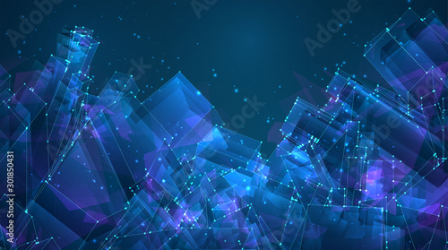 vector abstract background of glowing square crystals on blue © coffeemill