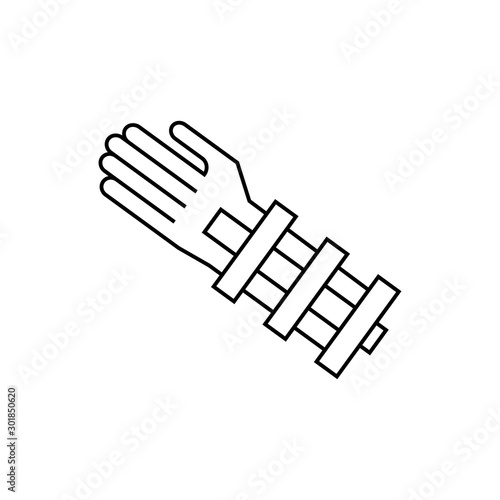 Hand broken bandage icon. Simple line  outline vector of human skeleton icons for ui and ux  website or mobile application on white background