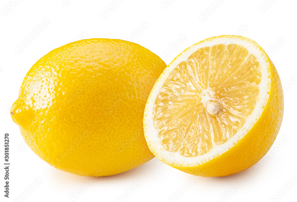 Lemon with half isolated on white