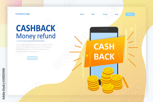 Isometric Cashback and Saving Money Concept. Money Refund. Digital Payment or Online Cashback Service. Electronic invoice.