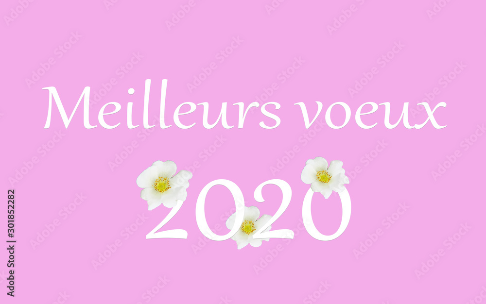 meilleurs voeux 2020, sur fond rose