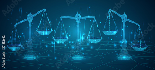 virtual 3d libra are on the table. vector background.