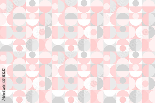 Vector geometric background in scandinavian style with circles and semicircles