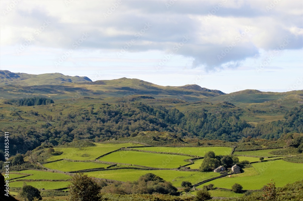landscape with green hills and blue sky landscape with green hills and blue sky