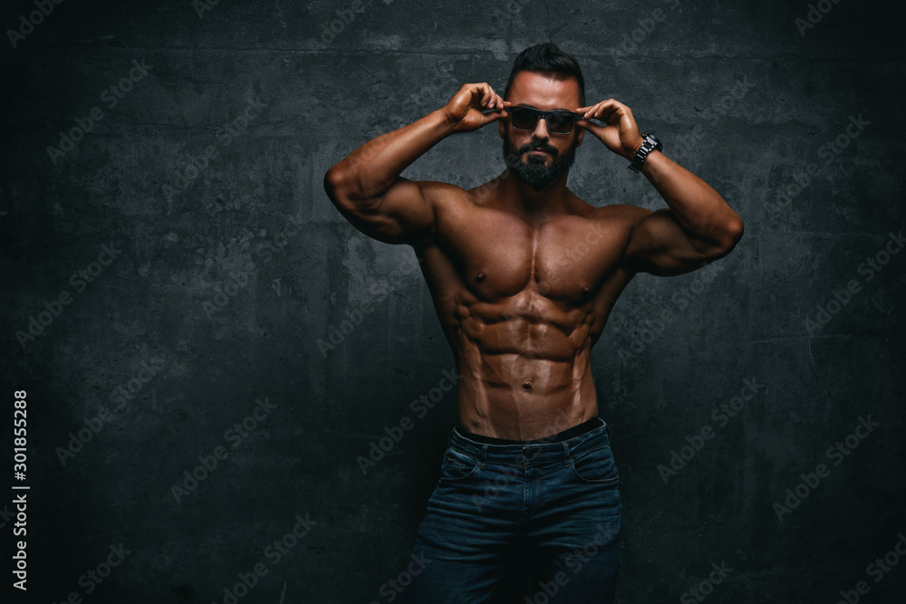 Obraz premium Shirtless, Athletic, Confident, Fashion Handsome Man